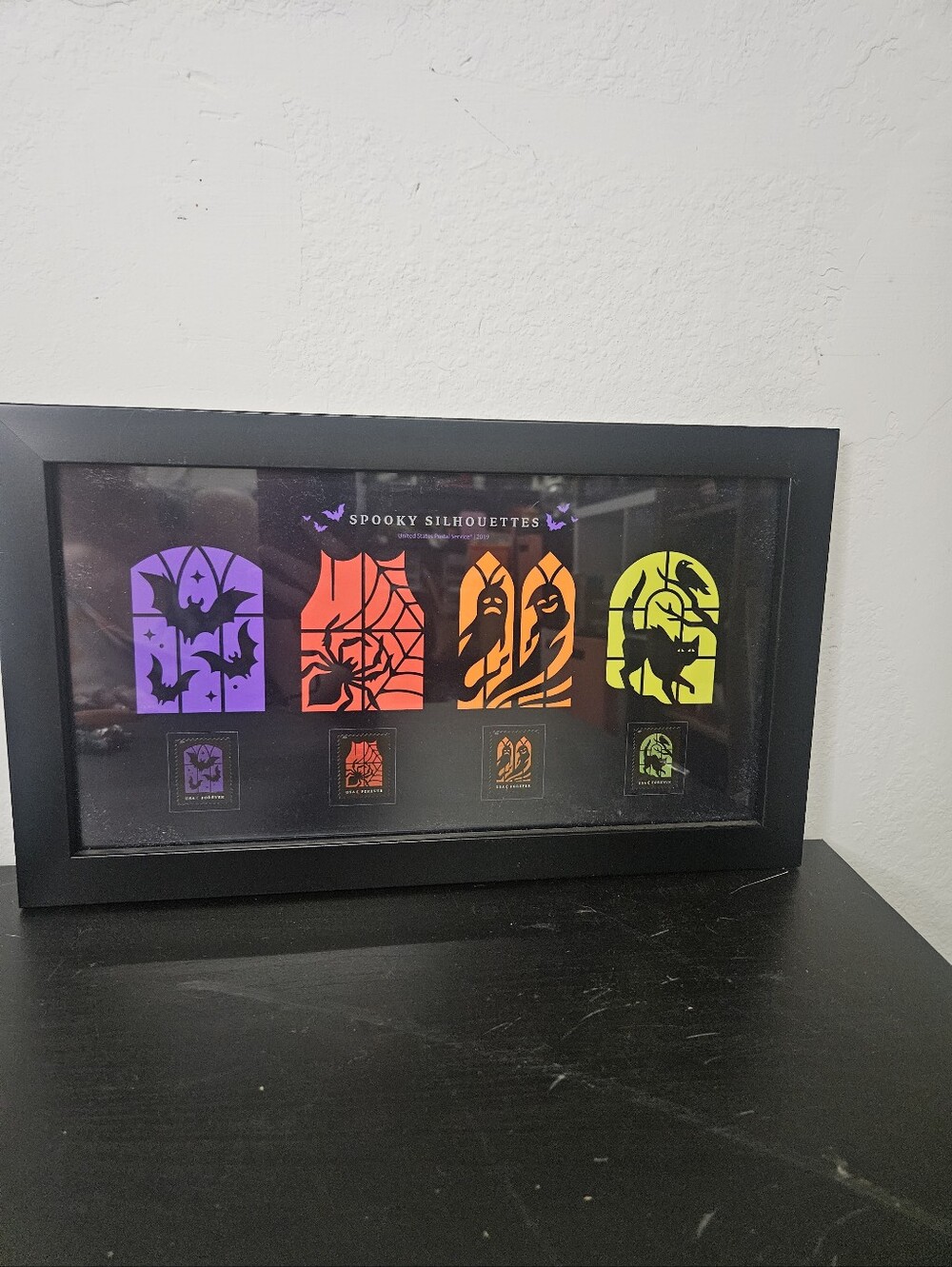 Unused USPS Postage Stamps 2019 "Spooky Silhouettes" Halloween framed stamps